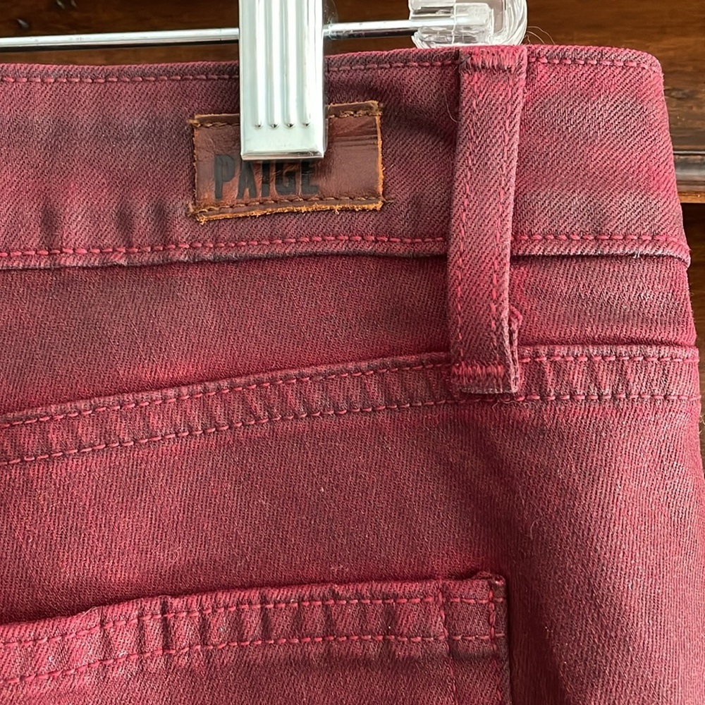 Paige Coated Denim Jeans Stretch Burgundy Verdugo Ankle VGUC 31 - Picture 5 of 8